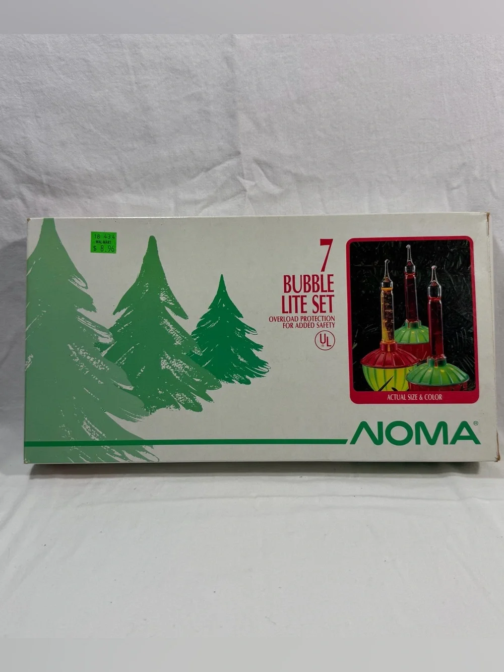 Vintage Noma Red & Green Bubble Light Set 7 Count Holiday String Lights Working